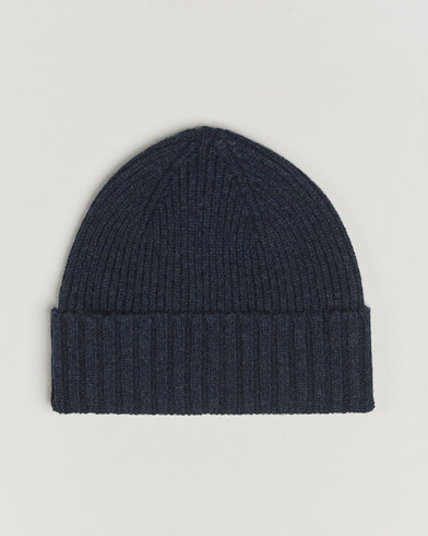 Robert Mackie Kingswell Ribbed Wool/Cashmere Beanie Navy – Bleu