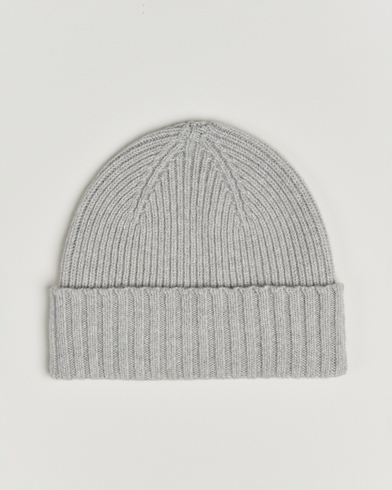 Robert Mackie Kingswell Ribbed Wool/Cashmere Beanie Light Grey – Gris