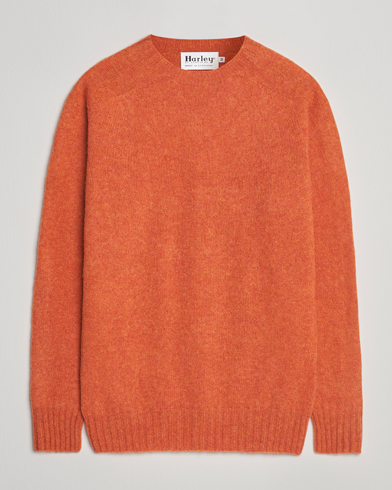 Harley Of Scotland Brushed Supersoft Lambswool Crewneck Satsuma – Orange