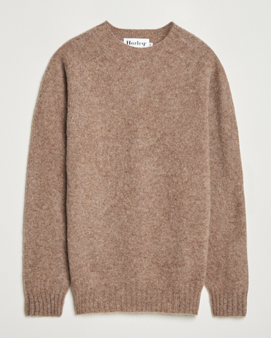 Harley Of Scotland Brushed Supersoft Lambswool Crewneck Tundra – Marron