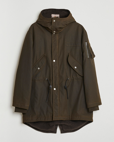 Baracuta Waxed Sherling Lined Parka Deep Moss – Vert