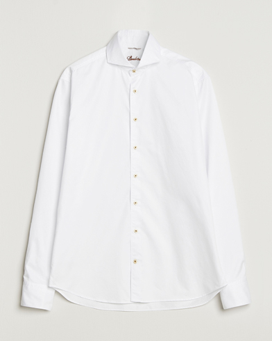 Stenströms Regular Fit Washed Cotton Plain Shirt White – Blanc
