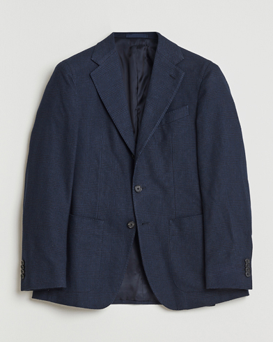 Caruso Aida Brushed Cotton Blazer Navy Check – Bleu