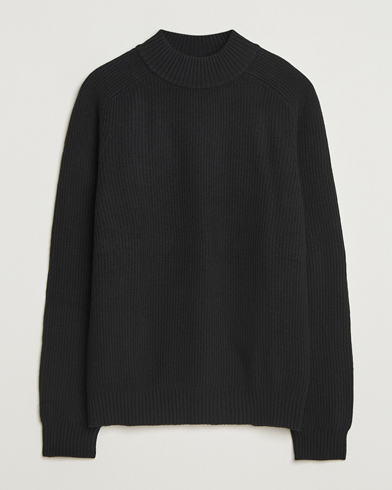 Filippa K Ribbed Wool Mockneck Sweater Black – Noir