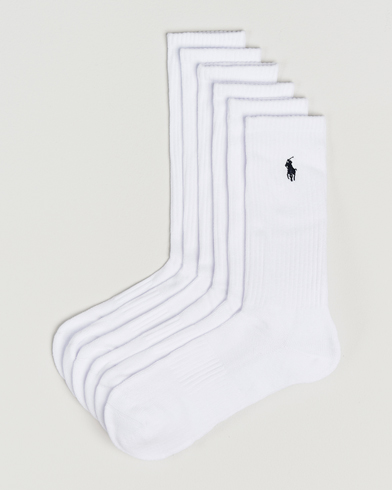 Polo Ralph Lauren 6-Pack Cotton Crew Socks White – Blanc