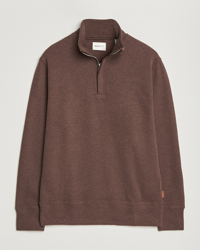 Gant Light Sacker Rib Half Zip Dark Brown Melange – Marron