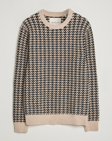 Gant Two Tone Textured Knitted Crew Neck Charcoal – Gris