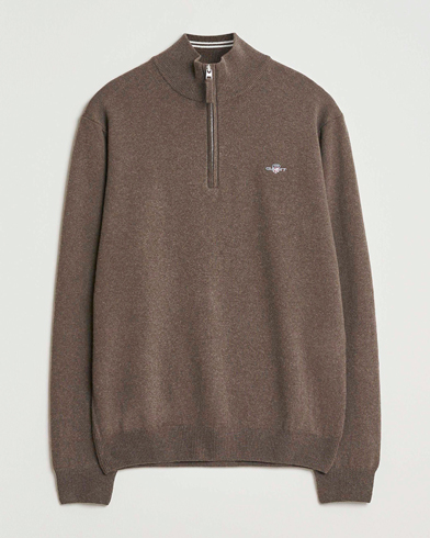 Gant Superfine Lambswool Half Zip Seawood Melange – Marron