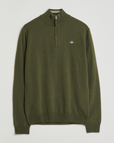 Gant Superfine Lambswool Half Zip Khaki Green Melange – Vert