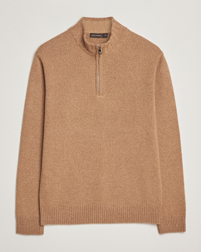 Oscar Jacobson Paul Wool/Cashmere Half-Zip Beige – Marron
