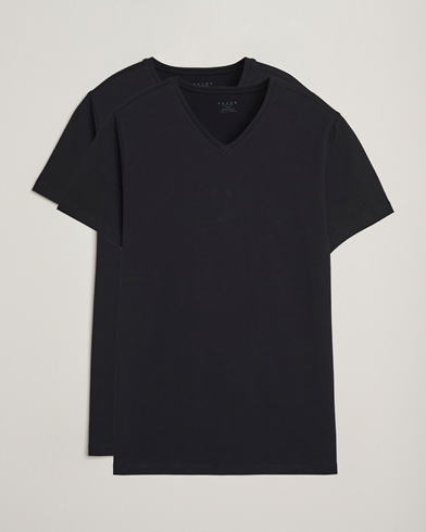 Falke 2-Pack Cotton V-Neck T-Shirt Black – Noir