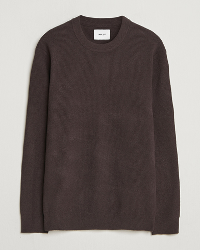 NN07 Danny Rib Knitted Crew Neck Dusky Port – Marron