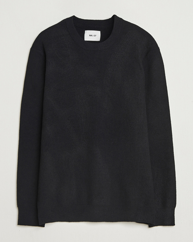 NN07 Danny Rib Knitted Crew Neck Black – Noir