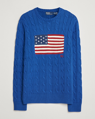 Polo Ralph Lauren Cotton Cable Flag Sweater Sapphire Star – Bleu
