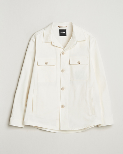 BOSS BLACK Carper Cotton Twill Overshirt Natural – Blanc