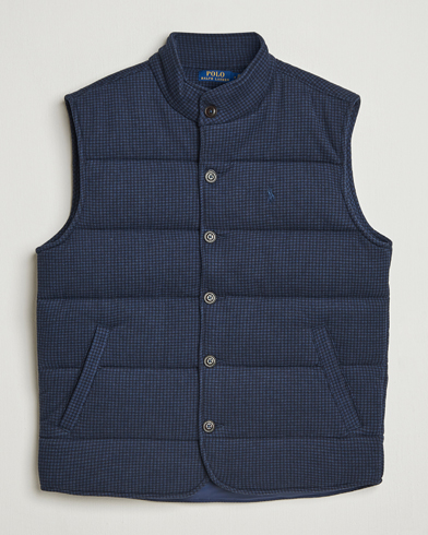 Polo Ralph Lauren Knitted Dogtooth Vest Winter Navy Heather – Bleu