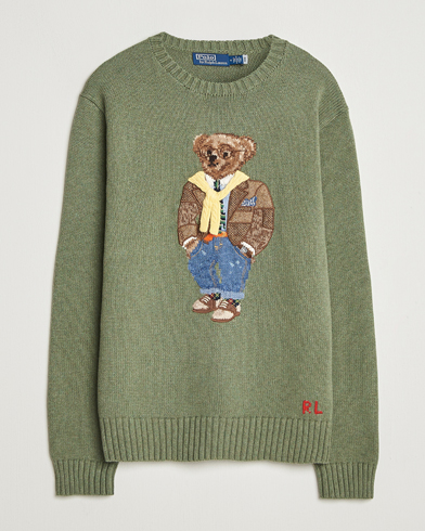 Polo Ralph Lauren Cotton/Cashmere Bear Sweater Lovette Heather – Vert