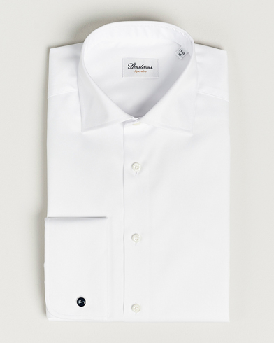 Stenströms Superslim Double Cuff Cotton Shirt White – Blanc