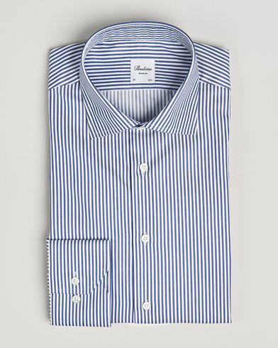 Stenströms Regular Fit Striped Cut Away Shirt White/Blue – Bleu
