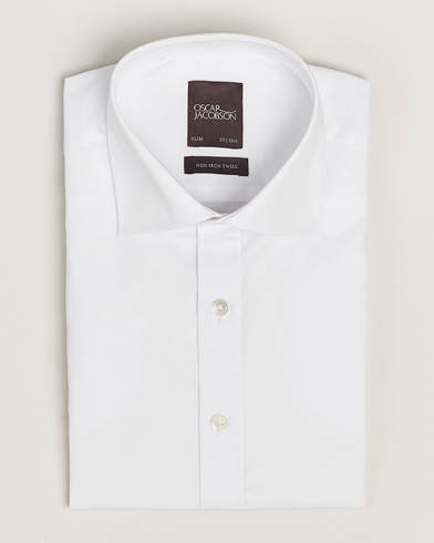 Oscar Jacobson Slim Fit Cut Away Non Iron Twill White – Blanc