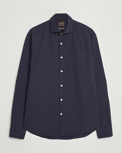 Oscar Jacobson Reg Fit Wide Spread Collar Twill Night Blue – Bleu