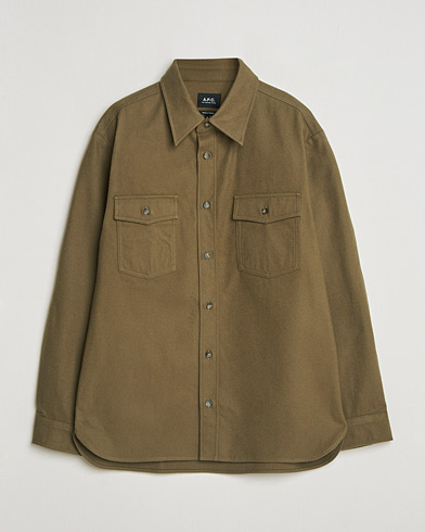 A.P.C. Brushed Cotton Overshirt Khaki – Vert
