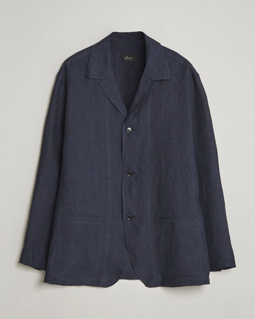 Brioni Linen Shirt Blazer Navy – Bleu