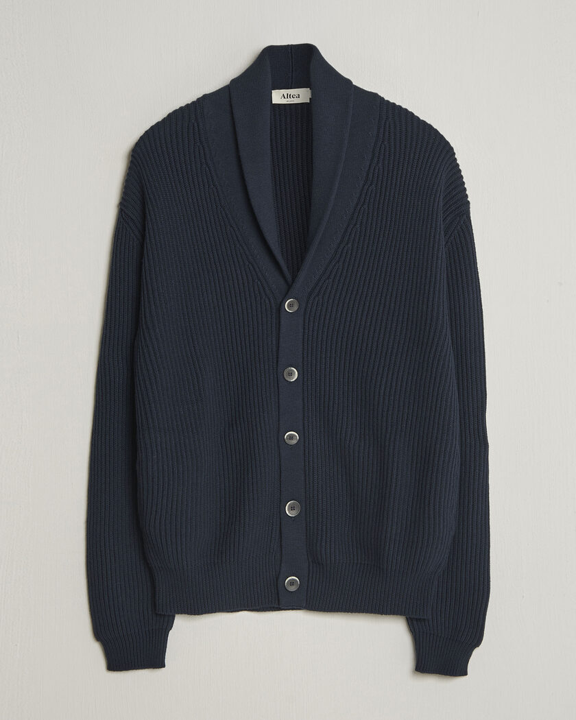 Altea Cotton/Cashmere Shawl Cardigan Navy – Bleu