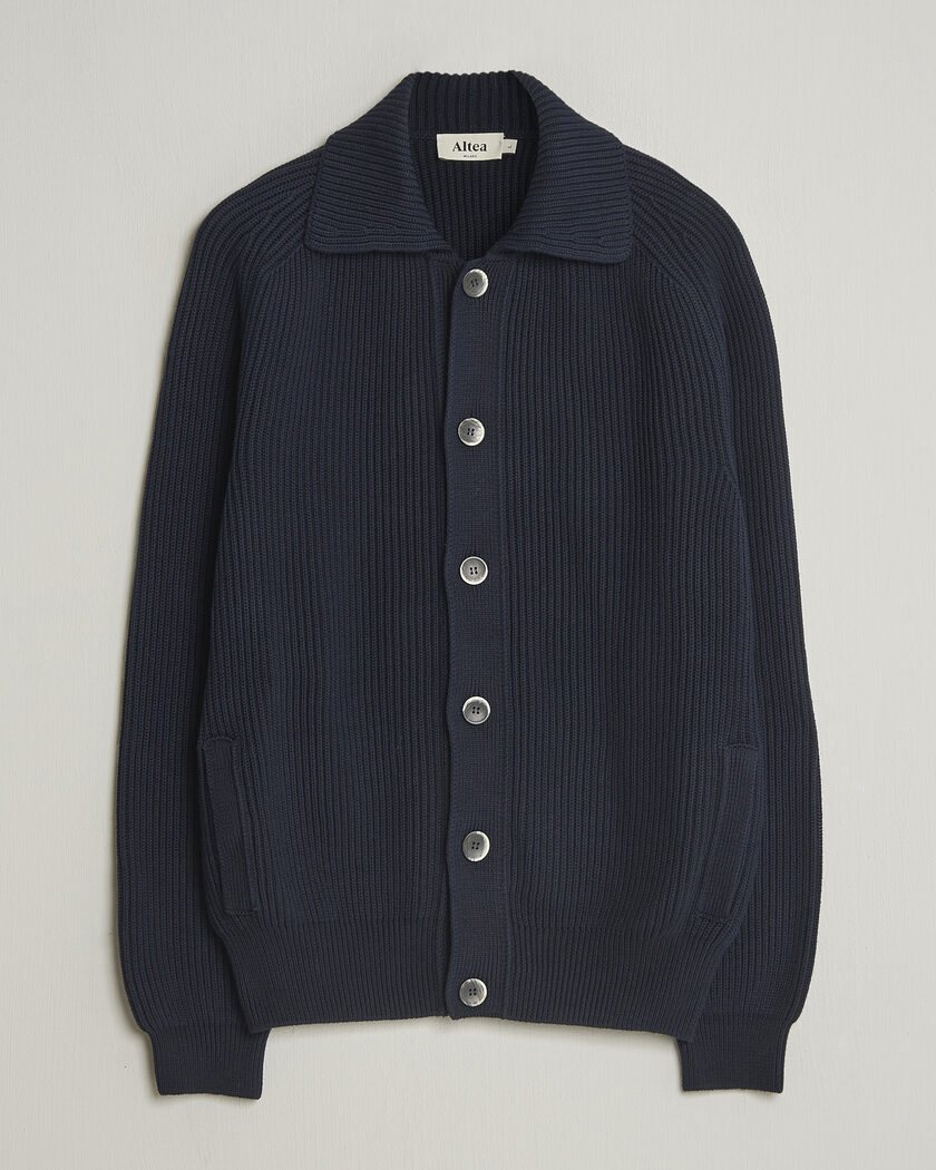Altea Cotton Rib Cardigan Jacket Navy – Bleu