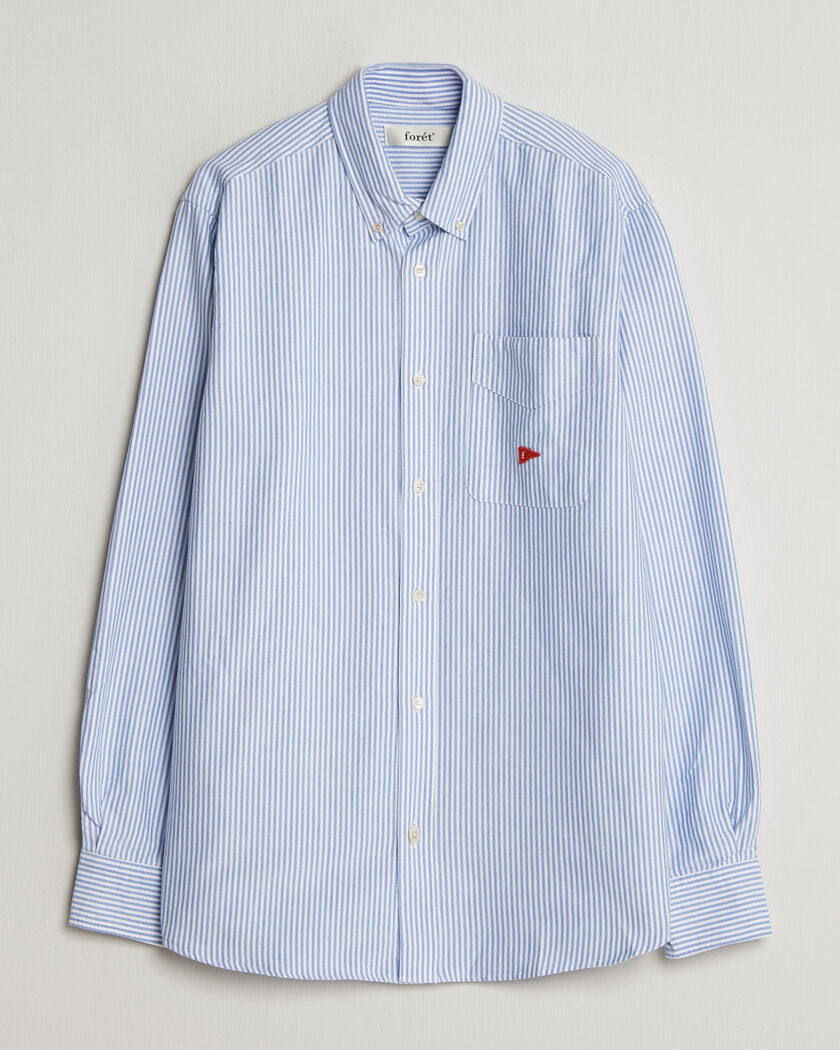Forét Flag Regular Fit Pocket Oxford Shirt Blue Stripe – Bleu