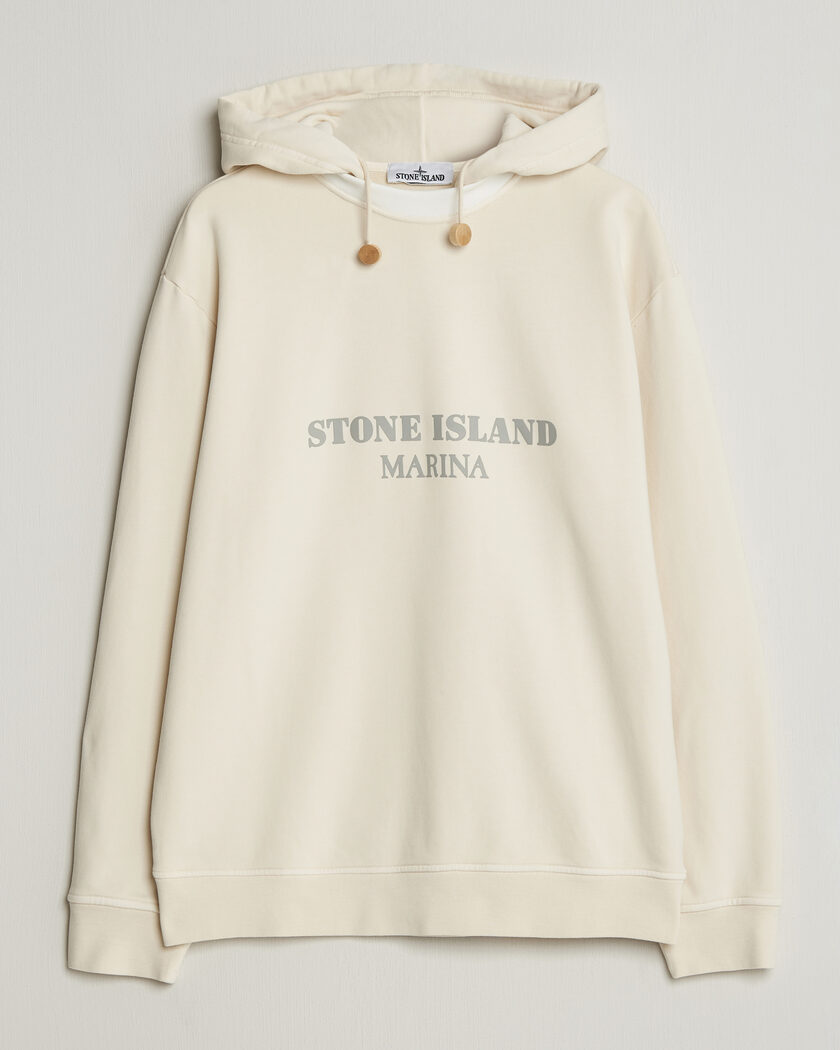 Stone Island Marina Cotton Fleece Hood Ivory – Blanc