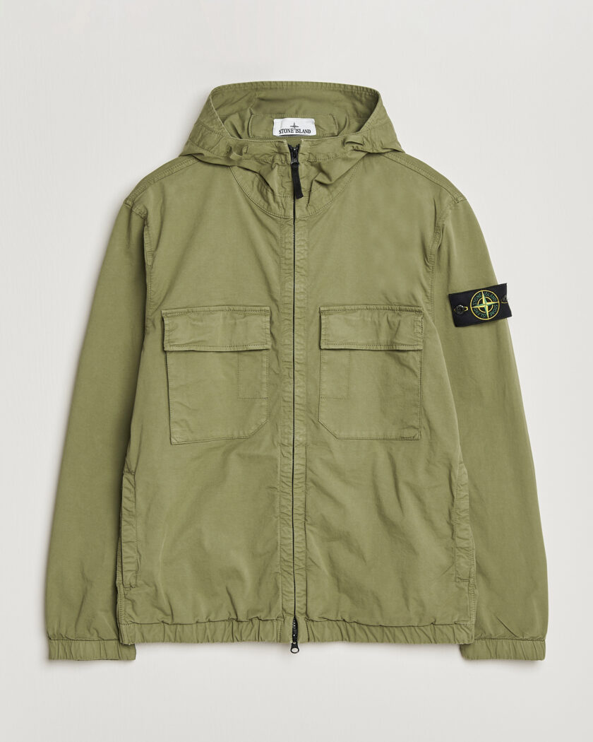 Stone Island Stretch Cotton Twill Hood Jacket Military Green – Vert