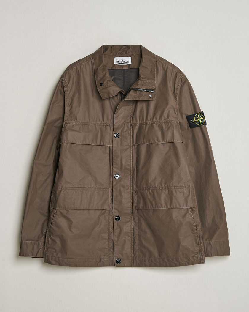 Stone Island Waxed Pigment Cotton Tela Field Jacket Umber – Marron
