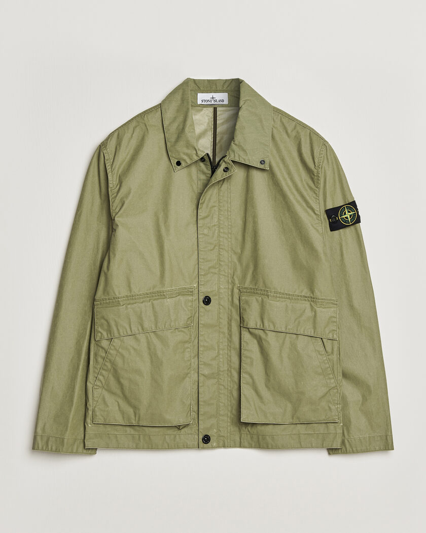 Stone Island Waxed Pigment Cotton Tela Coach Jacket Military Green – Vert