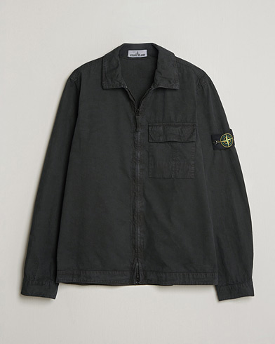 Stone Island Brushed Cotton Canvas Zip Overshirt Black – Noir