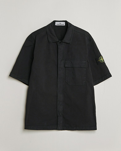 Stone Island Organic Cotton Twill Short Sleeve Shirt Black – Noir