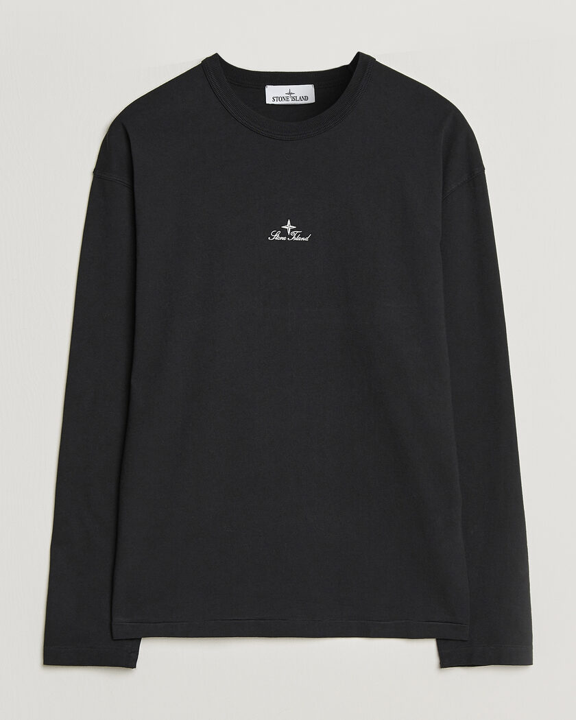 Stone Island Organic Cotton Jersey Long Sleeve Logo T-Shirt Black – Noir