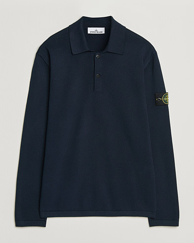 Stone Island Micro Stitch Knitted Cotton Polo Navy – Bleu