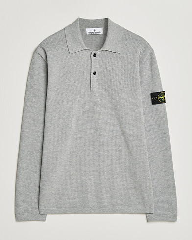 Stone Island Micro Stitch Knitted Cotton Polo Melange Pearl Grey – Gris