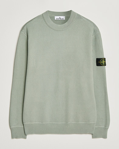 Stone Island Ribbed Soft Organic Cotton Crewneck Sage – Vert