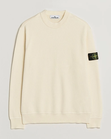 Stone Island Ribbed Soft Organic Cotton Crewneck Ivory – Blanc