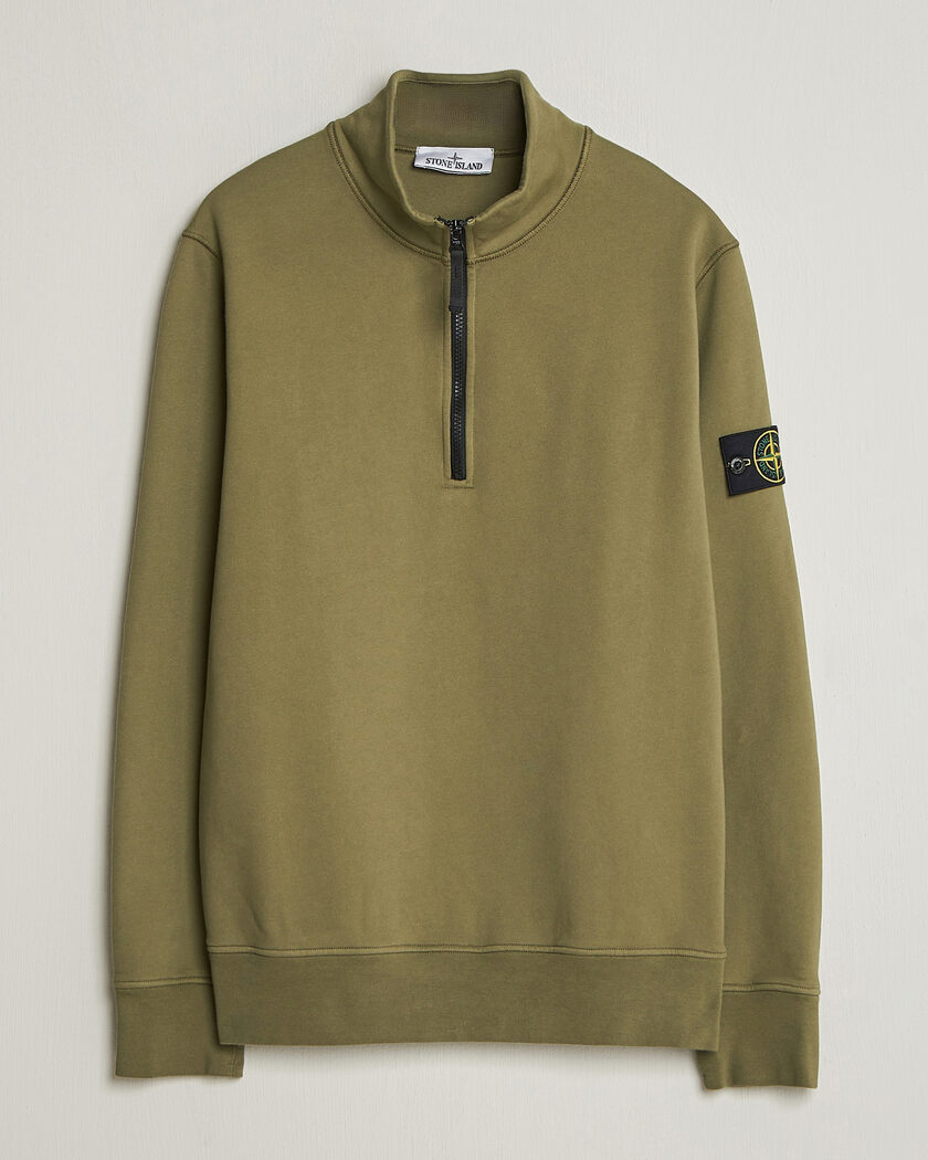 Stone Island Garment Dyed Fleece Half Zip Military Green – Vert