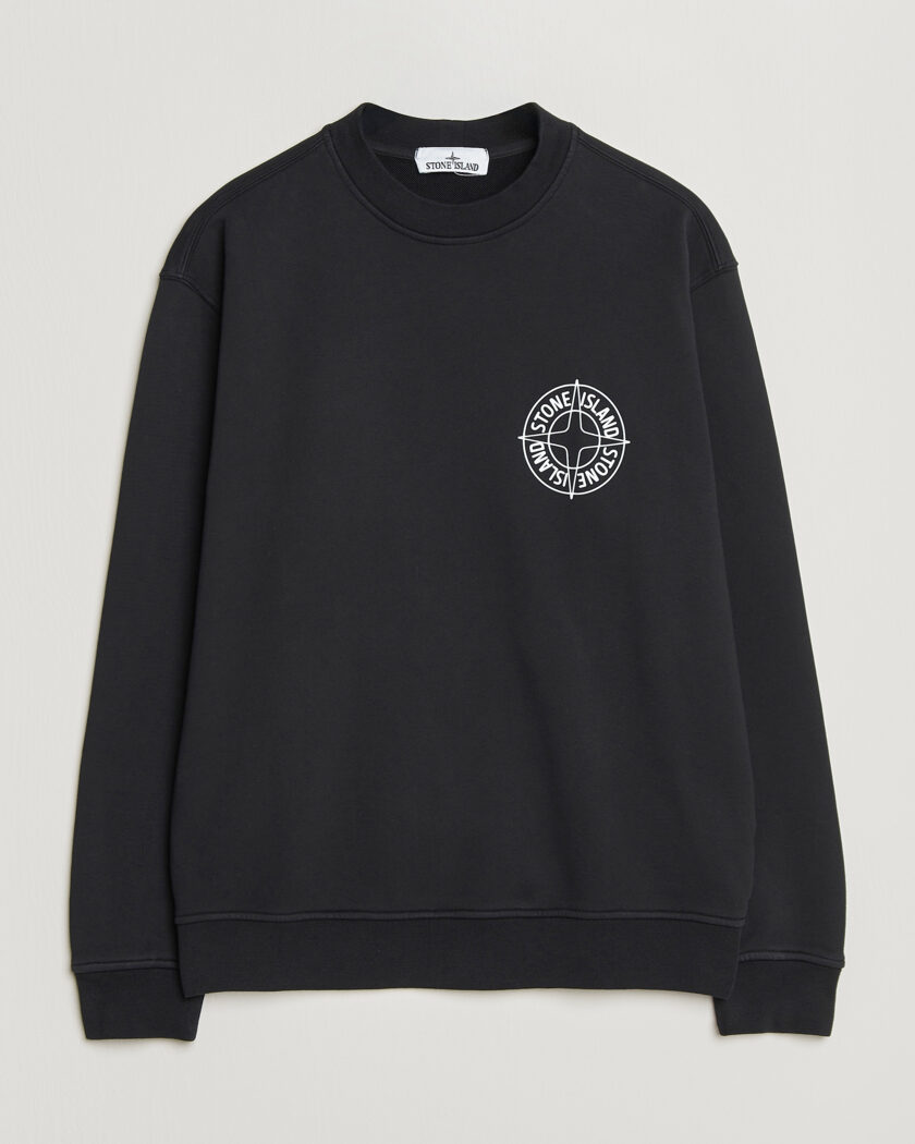 Stone Island Cotton Fleece Printed Logo Sweatshirt Black – Noir