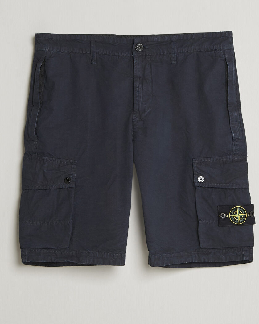 Stone Island Brushed Cotton Canvas Cargo Shorts Navy – Bleu