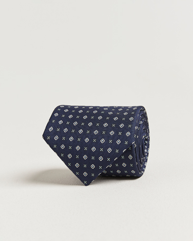 E. Marinella 3-Fold Printed Silk Tie Navy – Bleu