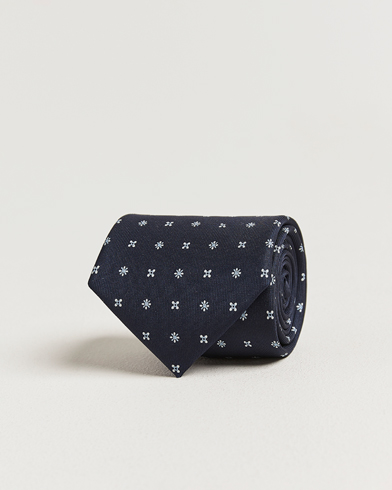E. Marinella 3-Fold Printed Silk Tie Navy – Bleu