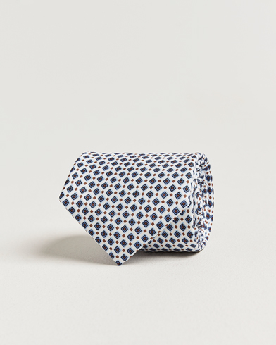 E. Marinella 3-Fold Printed Silk Tie Blue/White – Blanc