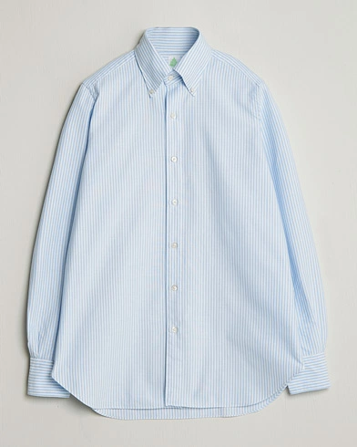 Finamore Napoli Gaeta Oxford Button Down Shirt Light Blue Stripe – Bleu