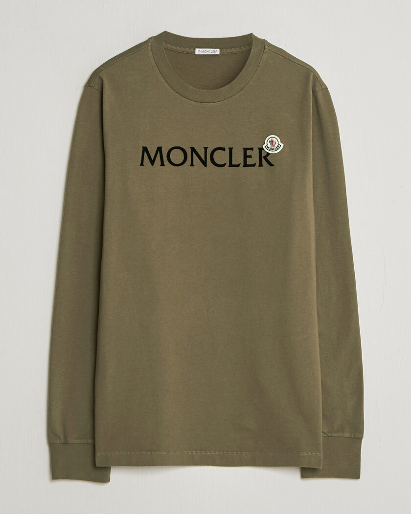 Moncler Lettering Logo Long Sleeve T-Shirt Desert – Vert