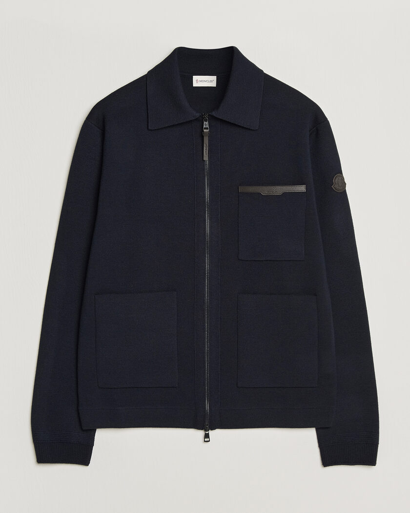 Moncler Zip Wool Cardigan Navy – Bleu